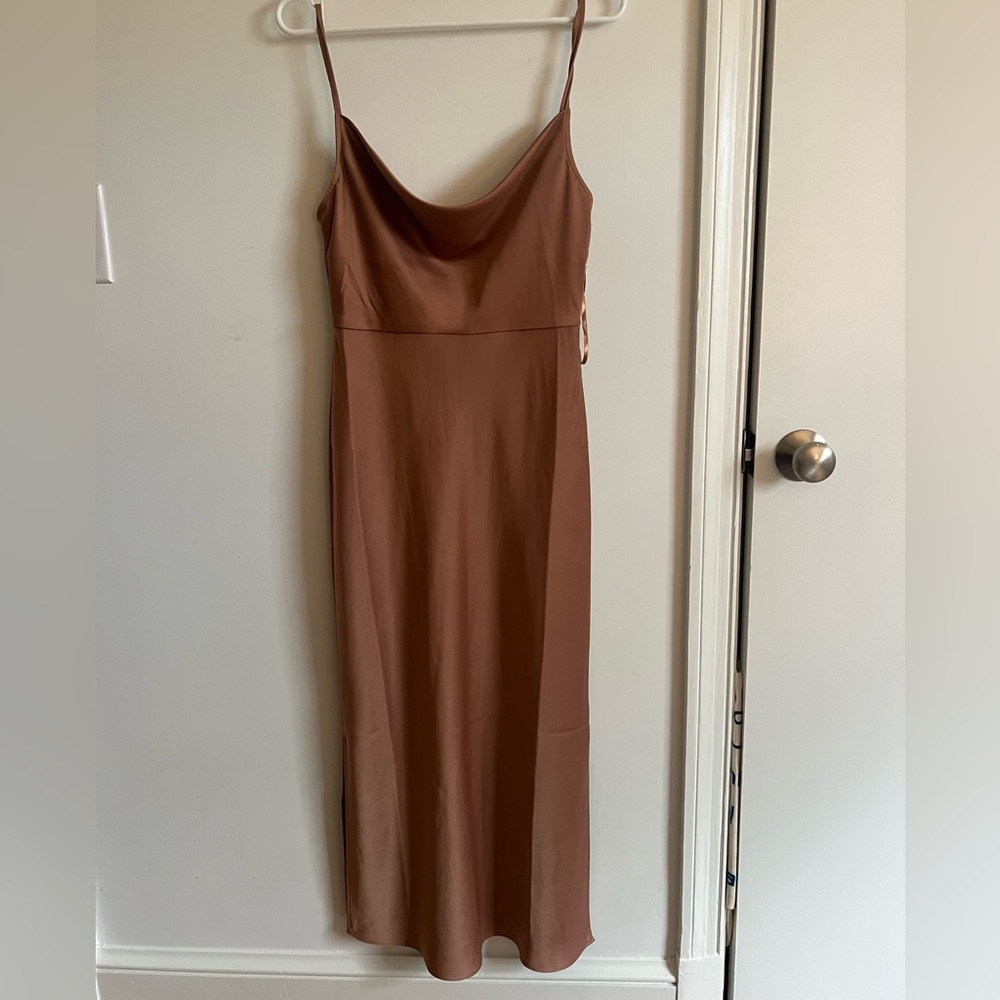 BHLDN size 4 Cali Satin Cowl Neck Midi dress NWT